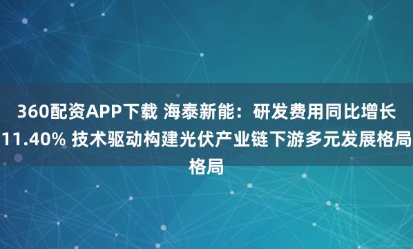 360配资APP下载 海泰新能：研发费用同比增长11.40% 技术驱动构建光伏产业链下游多元发展格局