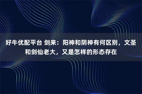 好牛优配平台 剑来：阳神和阴神有何区别，文圣和剑仙老大，又是怎样的形态存在